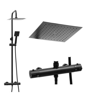 Душевой гарнитур YOKA FLOVA 25 BLACK с термостатом * (BP.FLOVA THERM 25 BLK)