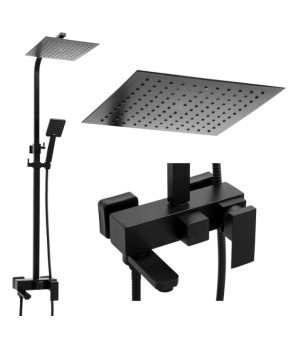 Душевой гарнитур YOKA  CUBE 25 BLACK с изливом * (BP.CUBE-25-BLK)