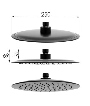 Душевой гарнитур YOKA BERGEN 25 BLACK с термостатом * (BP.BERGEN-THERM-25-BLK)