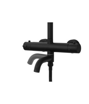 Душевой гарнитур CORSAN LUGO BLACK с термостатом и изливом * (CMN01TBLW)