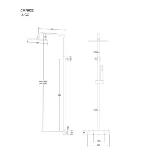 Душевой гарнитур CORSAN LUGO BLACK * (CMN01MBL)