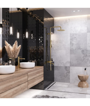 Душевой гарнитур CORSAN LUGO GOLD с термостатом и изливом * (CMN01TGLW)