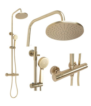 Душевой гарнитур REA PAROT BRUSHED GOLD матовое золото с термостатом (REA-P2323)