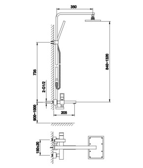 Душевой гарнитур KOHLMAN NEXEN CHROME с изливом (QW277U)