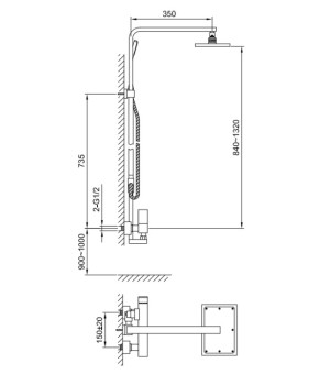 Душевой гарнитур KOHLMAN SAXO CHROME  (QW276S)