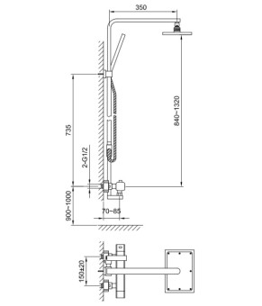 Душевой гарнитур KOHLMAN FOXAL CHROME с термостатом (QW273F)