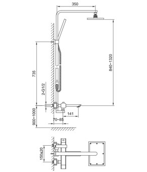 Душевой гарнитур KOHLMAN FOXAL CHROME с термостатом (QW274F)