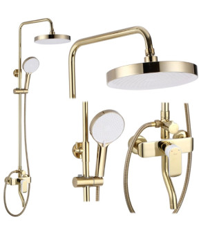 Душевой гарнитур REA BLOOM GOLD WHITE с изливом * (REA-P9529)