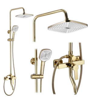 Душевой гарнитур REA ARGUS GOLD золотой с изливом (REA-P7840)