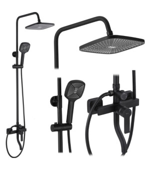 Душевой гарнитур REA ARGUS BLACK черный с изливом (REA-P2389)