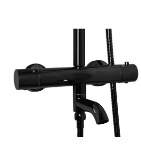 Душевой гарнитур REA LUNGO BLACK GLOSSY с термостатом и изливом (REA-P8763)