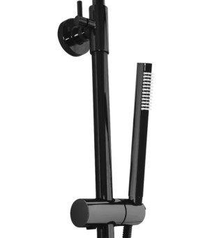 Душевой гарнитур REA LUNGO BLACK GLOSSY с термостатом и изливом (REA-P8763)