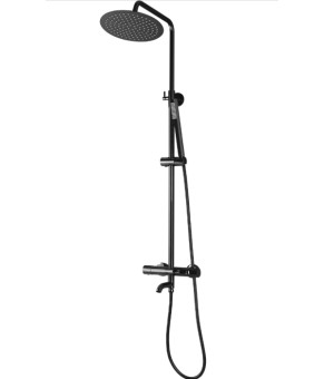 Душевой гарнитур REA LUNGO BLACK GLOSSY с термостатом и изливом (REA-P8763)