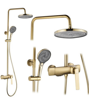Душевой гарнитур REA REBEL BRUSHED GOLD матовое золото с изливом  (REA-P2414)
