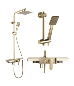 Душевой гарнитур REA BRAVO BRUSHED GOLD матовое золото с изливом * (REA-P4121)