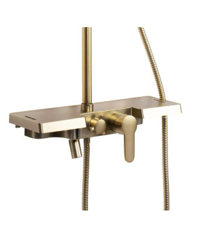 Душевой гарнитур REA BRAVO BRUSHED GOLD матовое золото с изливом * (REA-P4121)