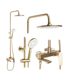 Душевой гарнитур REA  AVALON BRUSHED GOLD матовое золото с изливом  (REA-P2400)