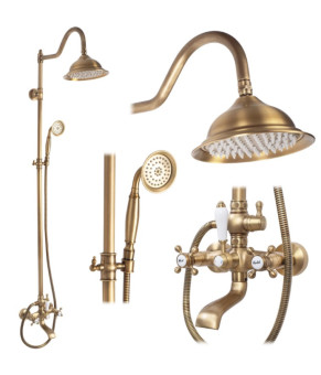 Душевой гарнитур REA BERGAMO ANTIQUE BRONZE с изливом (REA-P5002)