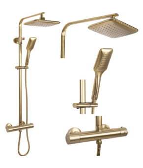 Душевой гарнитур REA TOM BRUSHED GOLD матовое золото с термостатом (REA-P5004)
