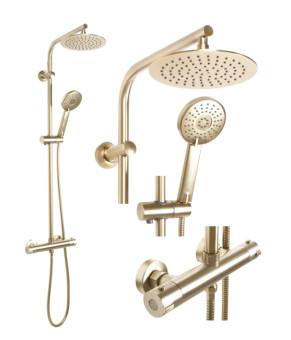 Душевой гарнитур REA BLISS BRUSHED GOLD с термостатом  (REA-P8413)