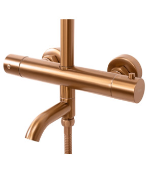 Душевой гарнитур REA LUNGO BRUSHED COPPER с термостатом и изливом  (REA-P8807)