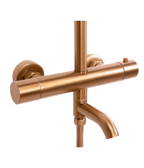 Душевой гарнитур REA LUNGO BRUSHED COPPER с термостатом и изливом  (REA-P8807)