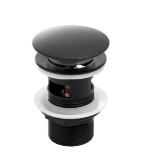 Донный клапан для раковины YOKA CLICK-CLACK BLACK с переливом  (BK.POP-14-ZP-BLK)