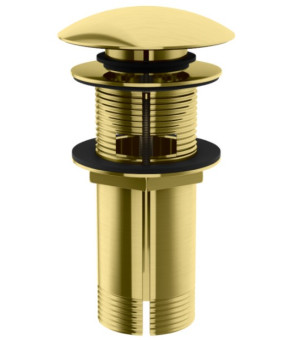 Донный клапан для раковины KOHLMAN CLICK-CLACK BRUSHED GOLD с переливом * (KOREK EGDB)