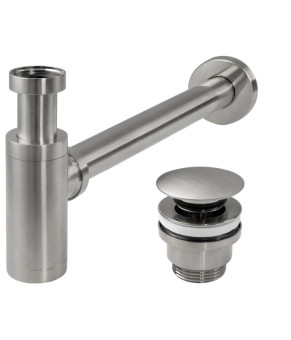 Сифон для раковины REA NICKEL BRUSHED универсальный + CLICK-CLACK * (REA-A4400)