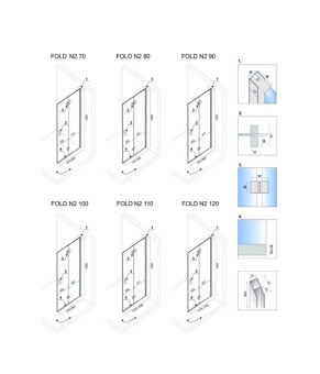 Душевая кабина REA FOLD N2 70x100 CHROME  (REA-K7444 + REA-K7439)