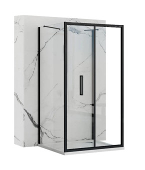 Душевая кабина REA RAPID FOLD 90х100 BLACK пристенная (REA-KPL-09915)