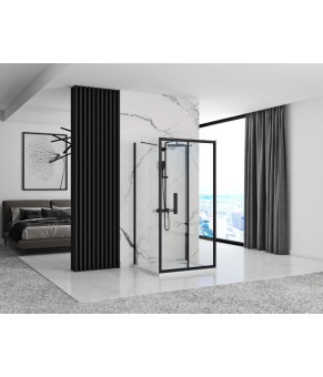 Душевая кабина REA RAPID FOLD 100х100 BLACK пристенная (REA-KPL-09918)