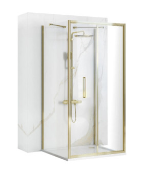 Душевая кабина REA RAPID FOLD 100х100 GOLD пристенная (REA-KPL-09408)