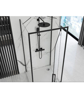 Душевая кабина REA RAPID SWING 100х80 BLACK пристенная (REA-KPL-009955)