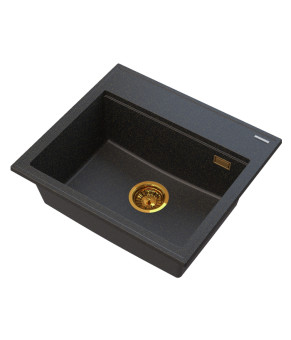 Кухонная мойка GRANITAN FOXAL BLACK черная с золотым вкраплением * (FOXAL GOLD)