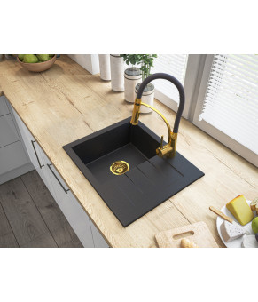 Кухонная мойка GRANITAN MILANO BLACK GOLD чорная с золотым вкраплением * (MILANO GOLD)