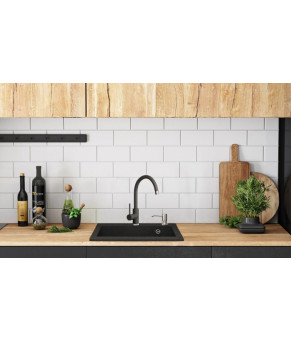 Гранитная кухонная мойка REA WEST XL BLACK (ZLE-00116)