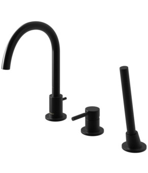 Смеситель для ванны KOHLMAN ROXIN BLACK на борт ванны * (QB241RB)