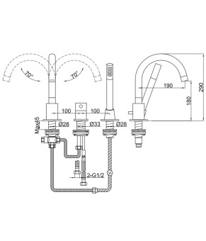 Смеситель для ванны KOHLMAN ROXIN CHROME на борт ванны * (QB241R)