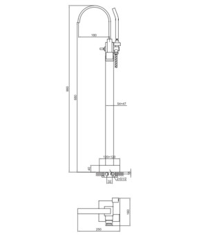 Смеситель для ванны KOHLMAN AXIS CHROME напольный  (QF1165N)