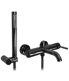 Смеситель для ванны и душа REA LUNGO BLACK GLOSSY настенный с изливом * (REA-B4422)