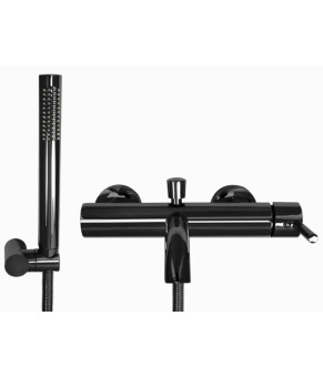 Смеситель для ванны и душа REA LUNGO BLACK GLOSSY настенный с изливом * (REA-B4422)