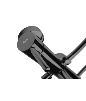 Смеситель для ванны и душа REA LUNGO BLACK GLOSSY настенный с изливом * (REA-B4422)