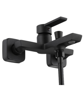 Смеситель для ванны и душа REA ARGUS BLACK черный настенный с изливом (REA-B6407)