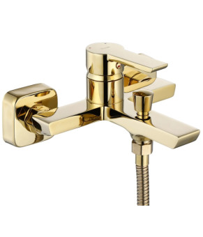 Смеситель для ванны и душа REA ARGUS GOLD золотой настенный с изливом (REA-B6409)