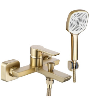 Смеситель для ванны и душа REA ARGUS BRUSHED GOLD настенный с изливом (REA-B6414)