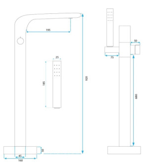 Смеситель для ванны REA CLARK CHROME хром напольный * (REA-B5301)