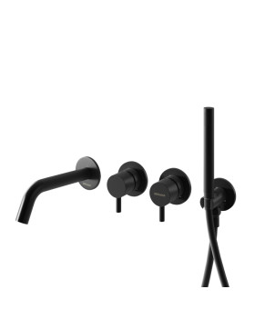 Смеситель для ванны и душа KOHLMAN AXEL BLACK + BOX скрытого монтажа (QW260AB+QW230RB)