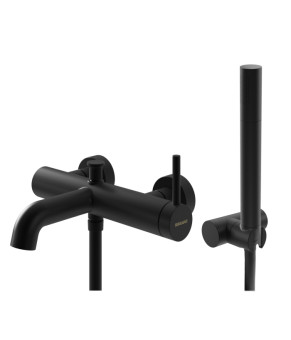 Смеситель для ванны и душа KOHLMAN AXEL BLACK настенный с изливом  (KPL-QW110AB)