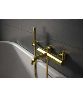 Смеситель для ванны и душа KOHLMAN AXEL GOLD настенный с изливом (KPL-QW110AGD)